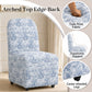 French Farmhouse Upholstered Dining Chair with Rounded Back, Caster Legs & Skirted Design