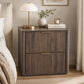 Transitional 2-Drawer Nightstand with Fluted Drawer Fronts, Marble-Look Top & No Assembly Required