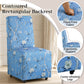 French Upholstered Dining Chair with Caster Legs & Skirted Design