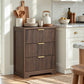 Fluted 3 Drawer Nightstand, Modern Wooden Storage Cabinet with Ribbed Drawer Fronts