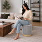 Contemporary Faux Fur Accent Stool with Gold Stainless Steel Base – Fully Assembled