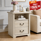 Rustic Open-Shelf Nightstand – Engineered Wood Bedside Table with Storage Cubby