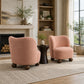 Contemporary Boucle Accent Chair – Sculptural Wood Ball Feet, Wide Seat