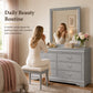Transitional Sleigh Wood Dresser with Optional Mirror, Dovetail Drawers and Metal Pulls