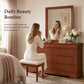 Transitional Sleigh Wood Dresser with Optional Mirror, Dovetail Drawers and Metal Pulls