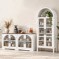 Rustic 2-Piece Arched TV Stand & Storage Cabinet Set – 55" Sideboard Buffet Cabinet & 72" Tall Display Cabinet with Glass Doors