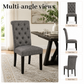 Rustic Upholstered Dining Chair with Button-Tufted Scroll Back
