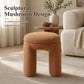Contemporary Teddy Bouclé Accent Stool with Solid Wood Frame – Fully Assembled