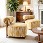Contemporary Zebra-Stripe Chenille Accent Chair – Sculptural Cylindrical Backrest