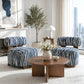 Contemporary Zebra-Stripe Chenille Accent Chair – Sculptural Cylindrical Backrest