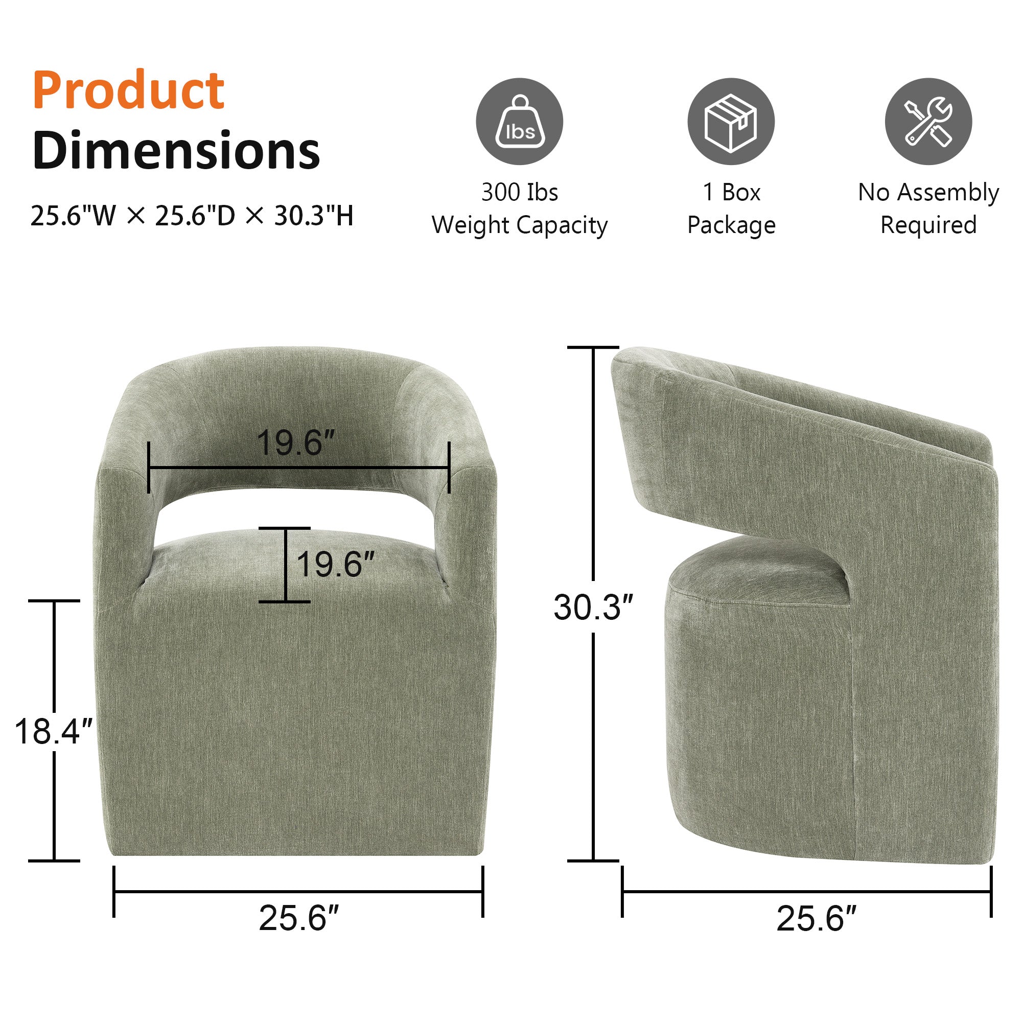 Rolling Barrel-Back Accent Chair with Casters – Contemporary Upholstered Arm Chair