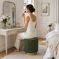 Contemporary Faux Fur Accent Stool with Gold Stainless Steel Base – Fully Assembled