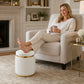 Contemporary Velvet Counter Stool with Gold Trim & Stainless Steel Base – Upholstered Modern Bar Stool