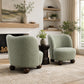 Contemporary Boucle Accent Chair – Sculptural Wood Ball Feet, Wide Seat