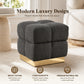 Contemporary Bouclé Storage Stool with Hidden Storage Compartment & Gold Stainless Steel Base – Fully Assembled