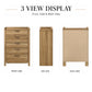 Transitional Natural Wood 5-Drawer Chest with Raised Edge Top & Curved Drawer Front – Fully Assembled