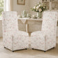 French Upholstered Dining Chair with Caster Legs & Skirted Design