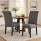 Rustic Upholstered Dining Chair with Button-Tufted Scroll Back