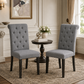 Rustic Upholstered Dining Chair with Button-Tufted Scroll Back