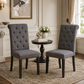 Rustic Upholstered Dining Chair with Button-Tufted Scroll Back