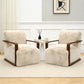 Ultra Soft Faux Fur Accent Chair – Retro Curves, Dark Walnut Wood Arms