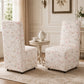 French Upholstered Dining Chair with Caster Legs & Skirted Design