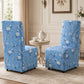 French Upholstered Dining Chair with Caster Legs & Skirted Design