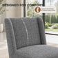 Contemporary Wingback Dining Side Chair with Casters – Upholstered, OEKO-TEX® Certified Fabric