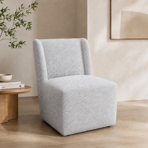 Contemporary Wingback Dining Side Chair with Casters – Upholstered, OEKO-TEX® Certified Fabric