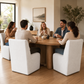 Contemporary Wingback Dining Side Chair with Casters – Upholstered, OEKO-TEX® Certified Fabric