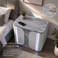 Contemporary Light Gray LED Nightstand with Faux Marble Finish & Touch-Control Lighting – Fully Assembled