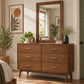 Mid-Century Modern 6-Drawer Dresser in Walnut with Optional Mirror