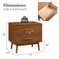 Fully Assembled Mid-Century Modern Walnut Nightstand with Tapered Legs & Nickel Bar Pulls