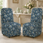 French Farmhouse Upholstered Dining Chair with Rounded Back, Caster Legs & Skirted Design