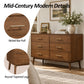 Mid-Century Modern 6-Drawer Dresser in Walnut with Optional Mirror
