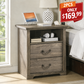 Rustic Open-Shelf Nightstand – Engineered Wood Bedside Table with Storage Cubby