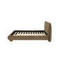 Contemporary Velvet and Boucle Upholstered Bed – Solid Rubberwood Frame