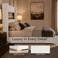 Contemporary Smart Platform Bed with 3D Fireplace LED Headboard, Bluetooth Audio, USB & TF Card Slots, Stainless Steel Frame
