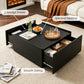 Transitional Coffee Table with Dual Storage Drawers – Modern Wood Look Living Room Table