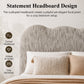Contemporary Velvet and Boucle Upholstered Bed – Solid Rubberwood Frame