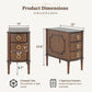 Mid-Century Modern Narrow 3-Drawer Nightstand with Tapered Legs, Solid Rubberwood Frame & Ball Bearing Glides