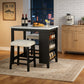 3-Piece Dining Set with USB Charging, Storage Shelves & Boucle Stools, High Gloss Kitchen Table for Small Spaces