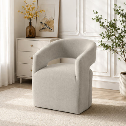 Rolling Barrel-Back Accent Chair with Casters – Contemporary Upholstered Arm Chair