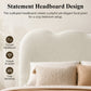 Contemporary Velvet and Boucle Upholstered Bed – Solid Rubberwood Frame