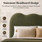 Contemporary Velvet and Boucle Upholstered Bed – Solid Rubberwood Frame
