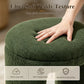 Contemporary Teddy Bouclé Accent Stool with Solid Wood Frame – Fully Assembled