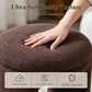Contemporary Teddy Bouclé Accent Stool with Solid Wood Frame – Fully Assembled