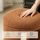Contemporary Teddy Bouclé Accent Stool with Solid Wood Frame – Fully Assembled