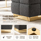 Contemporary Bouclé Storage Stool with Hidden Storage Compartment & Gold Stainless Steel Base – Fully Assembled
