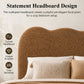 Contemporary Velvet and Boucle Upholstered Bed – Solid Rubberwood Frame